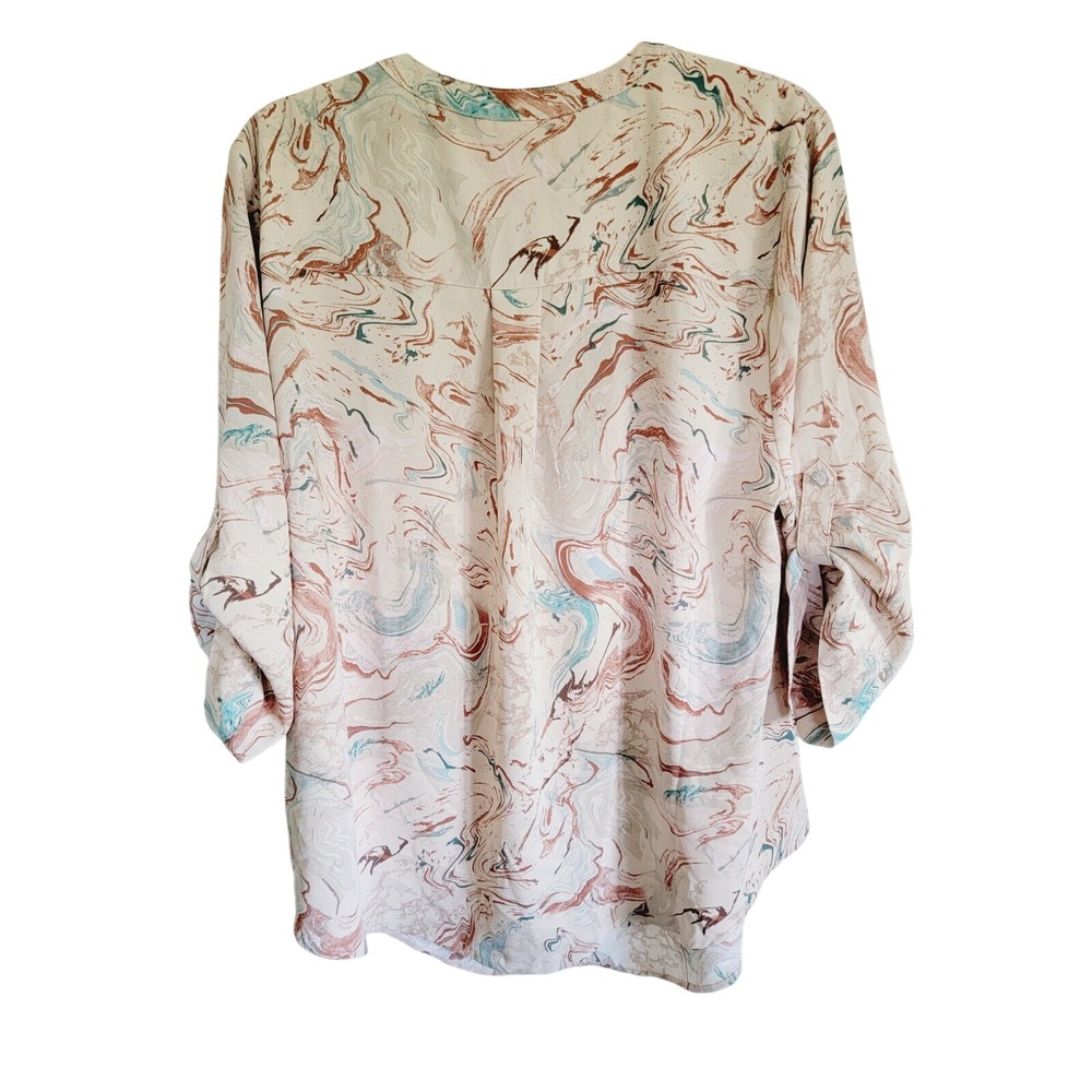 Torrid Harper 1 Georgette Pullover Blouse Tan Marble Print Romantic Flowy Airy - Picture 4 of 11